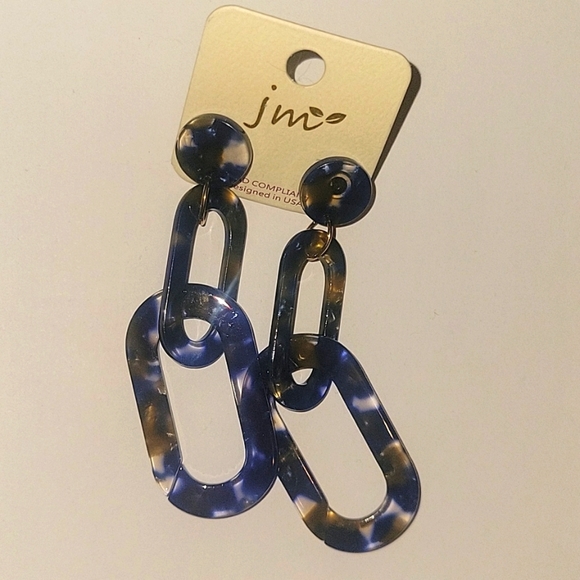 Y2K Blue & Tan Dangling earrings NWT - Picture 1 of 5